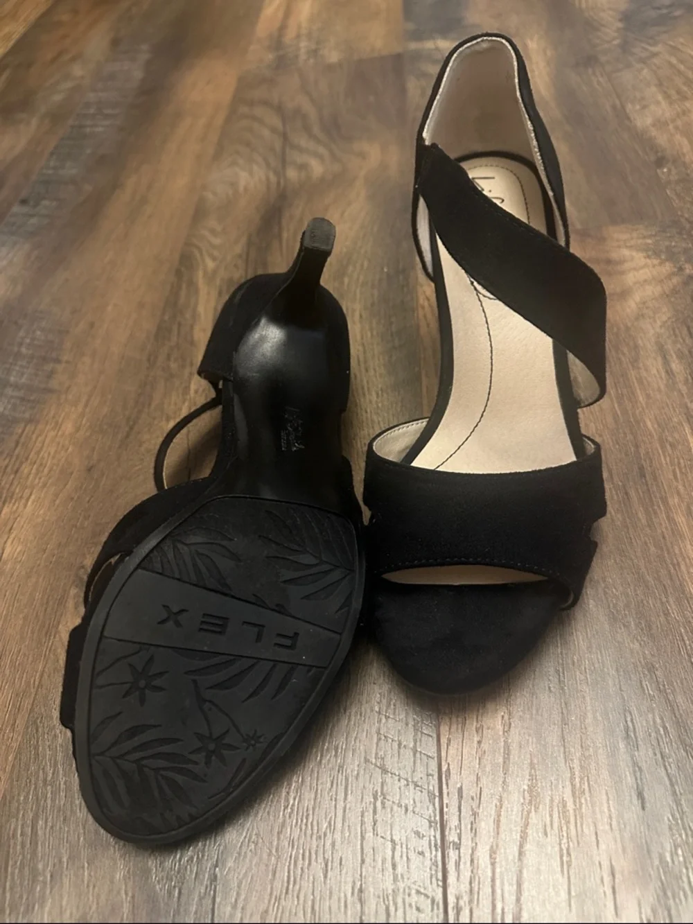 Life Stride Soft System Black Women's Open-Toe Suede Heels - Picture 3 of 3